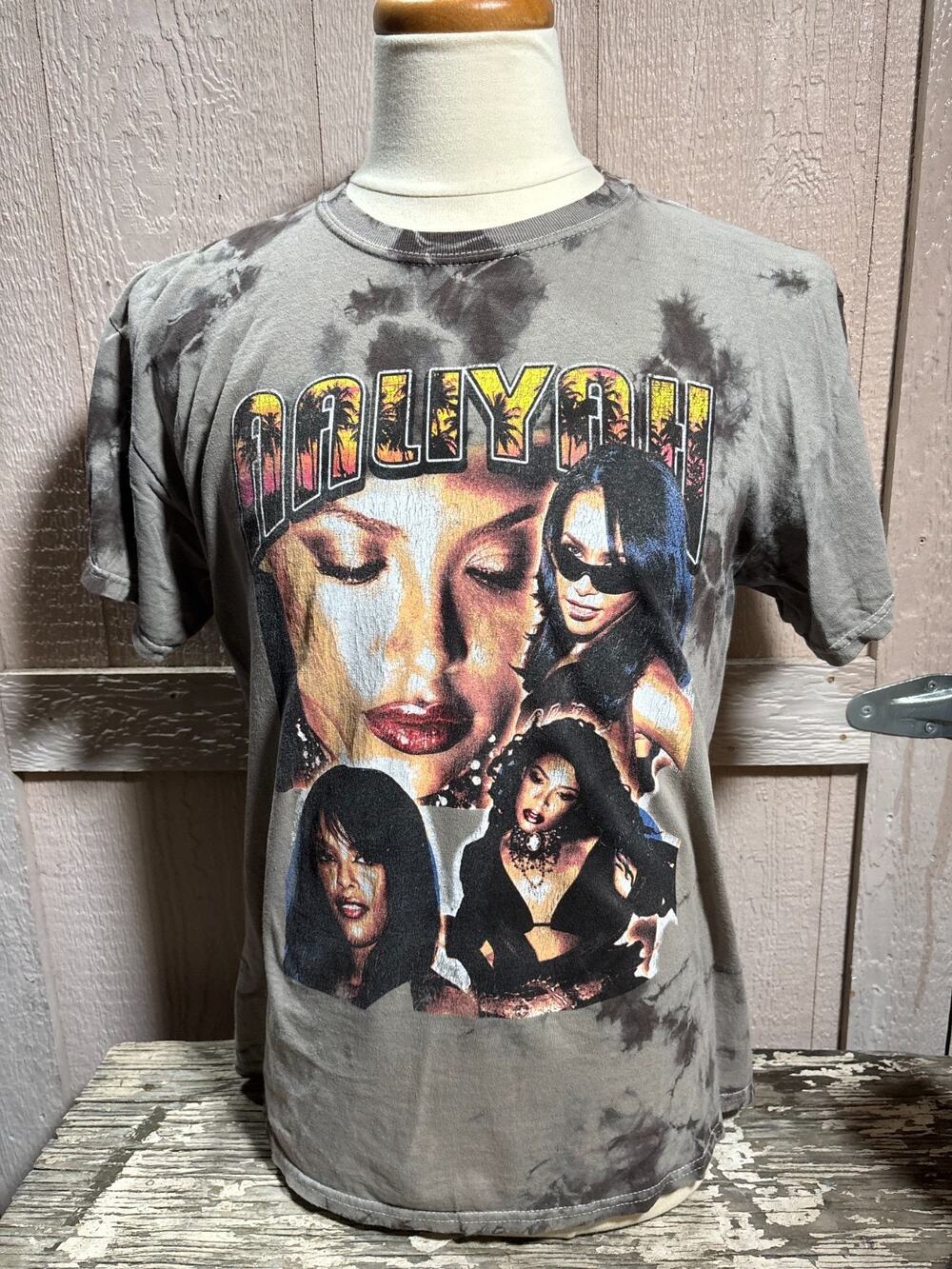 Aaliyah back tie dye T Shirt Large rap hip hop tee R B shirt